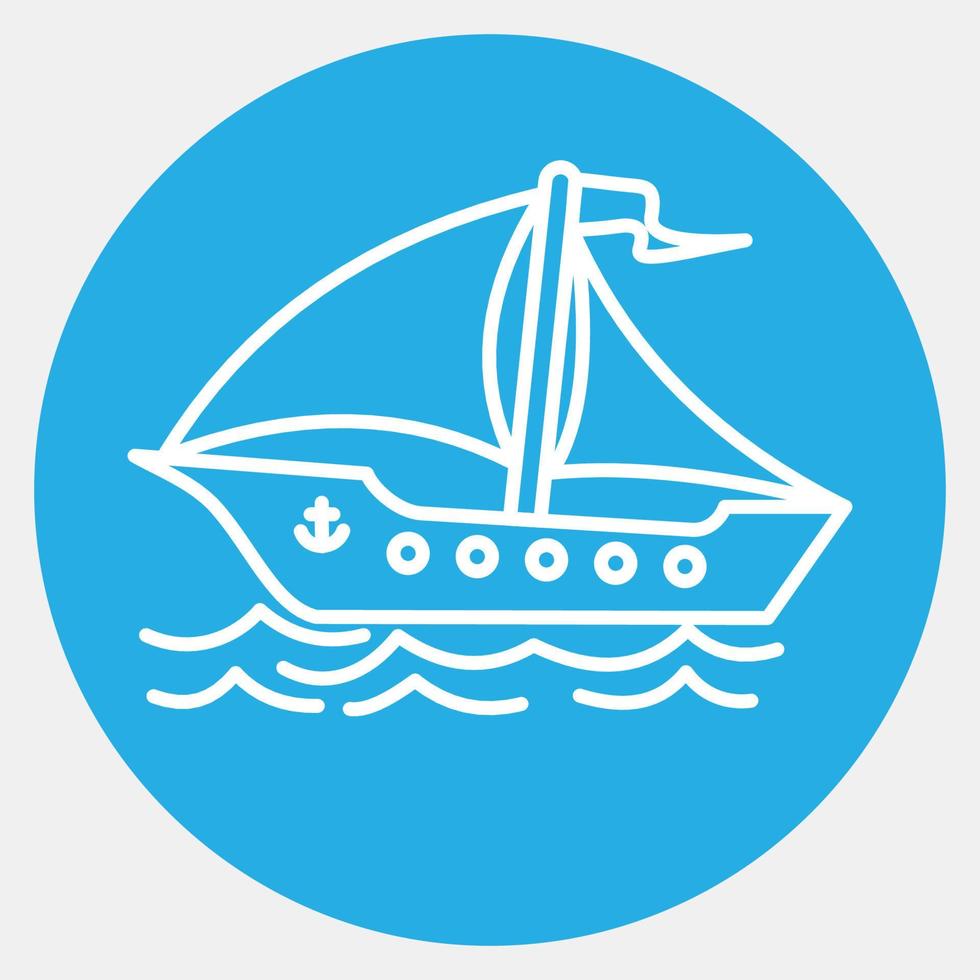 barco de vela de icono. elementos de transporte. iconos en estilo azul. bueno para impresiones, carteles, logotipos, letreros, anuncios, etc. vector