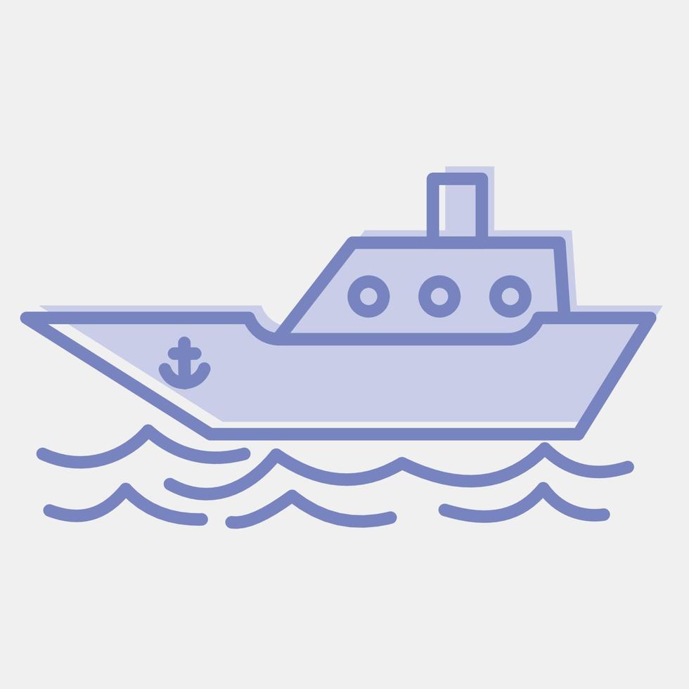 barco icono. elementos de transporte. iconos en estilo de dos tonos. bueno para impresiones, carteles, logotipos, letreros, anuncios, etc. vector