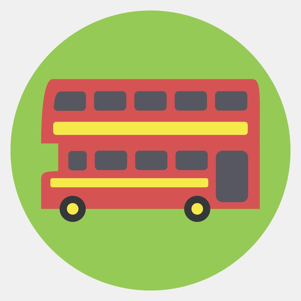 Icon double decker bus. Transportation elements. Icons in color mate style. Good for prints, posters, logo, sign, advertisement, etc. vector