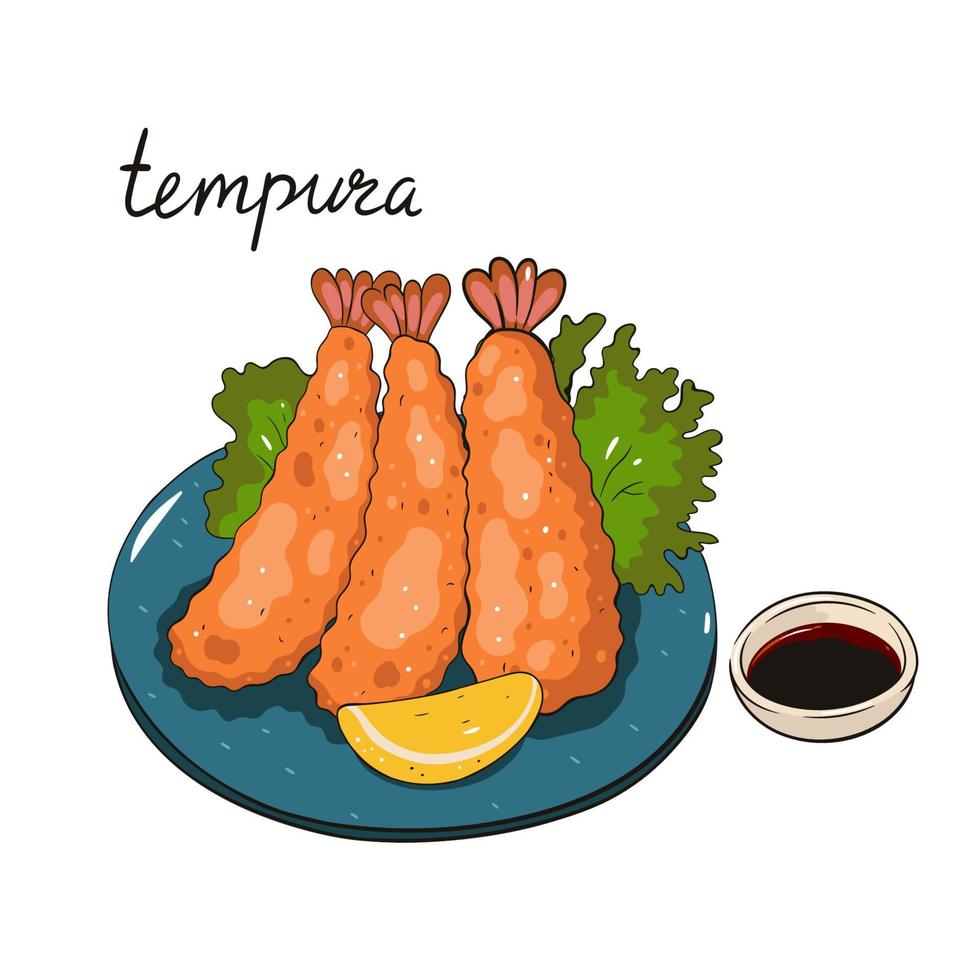 Camarón tempura aislado sobre fondo blanco. gráficos vectoriales vector