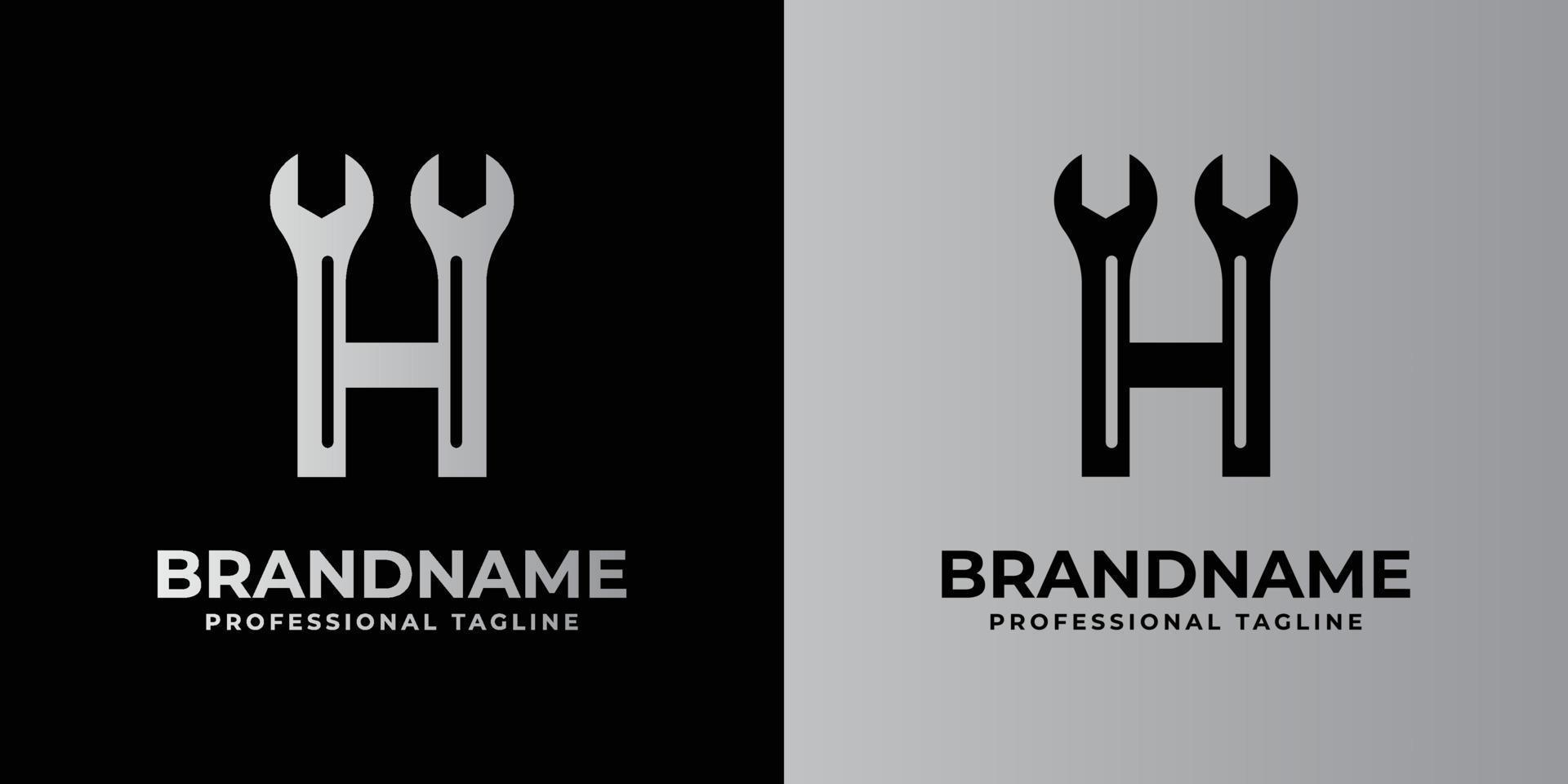 logotipo de llave inglesa con letra h, adecuado para cualquier negocio relacionado con la llave inglesa con iniciales h. vector