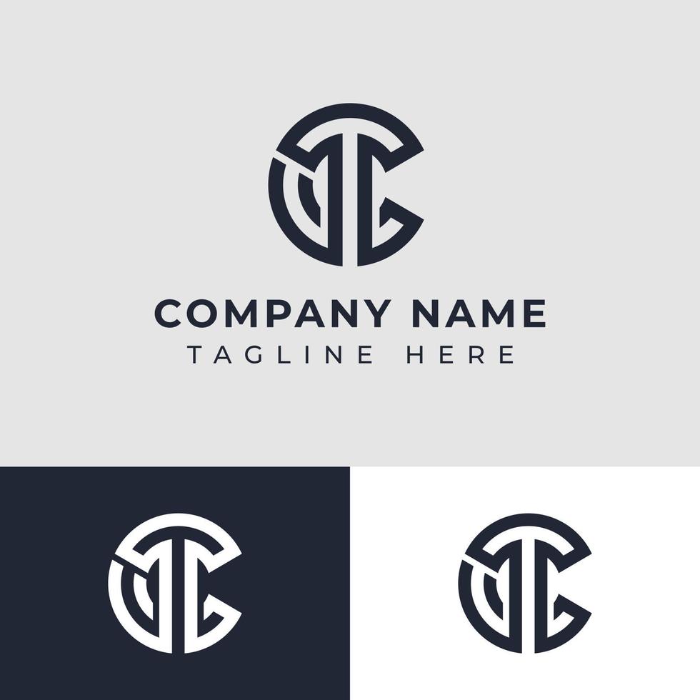 Letter CT or TC Monogram Circle Logo, suitable for any business with CT or TC initials. vector