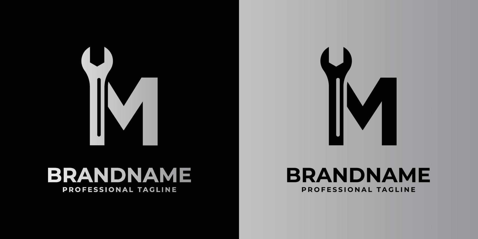 letter M wrench logo, suitable for any business related to wrench with M initials. vector