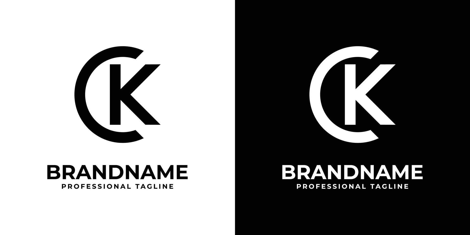 Letter CK or KC Monogram Circle Logo, suitable for any business with CK or KC initials. vector