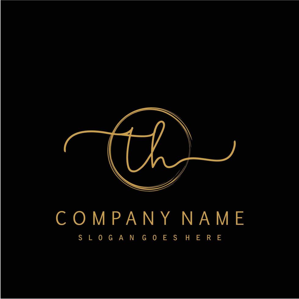 Initial TH handwriting logo with circle hand drawn vector