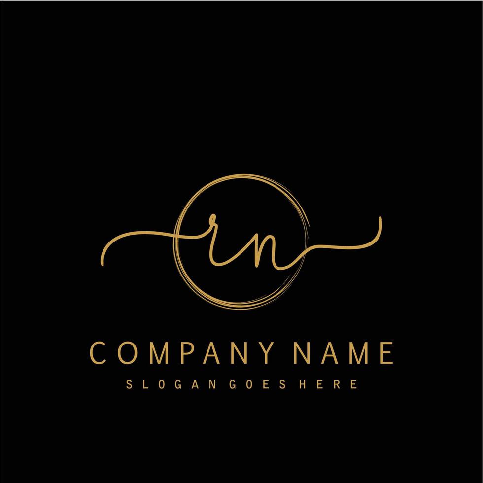 Initial RN handwriting logo with circle hand drawn vector