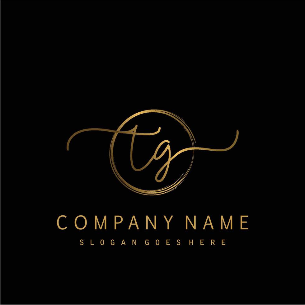 Initial TG handwriting logo with circle hand drawn vector