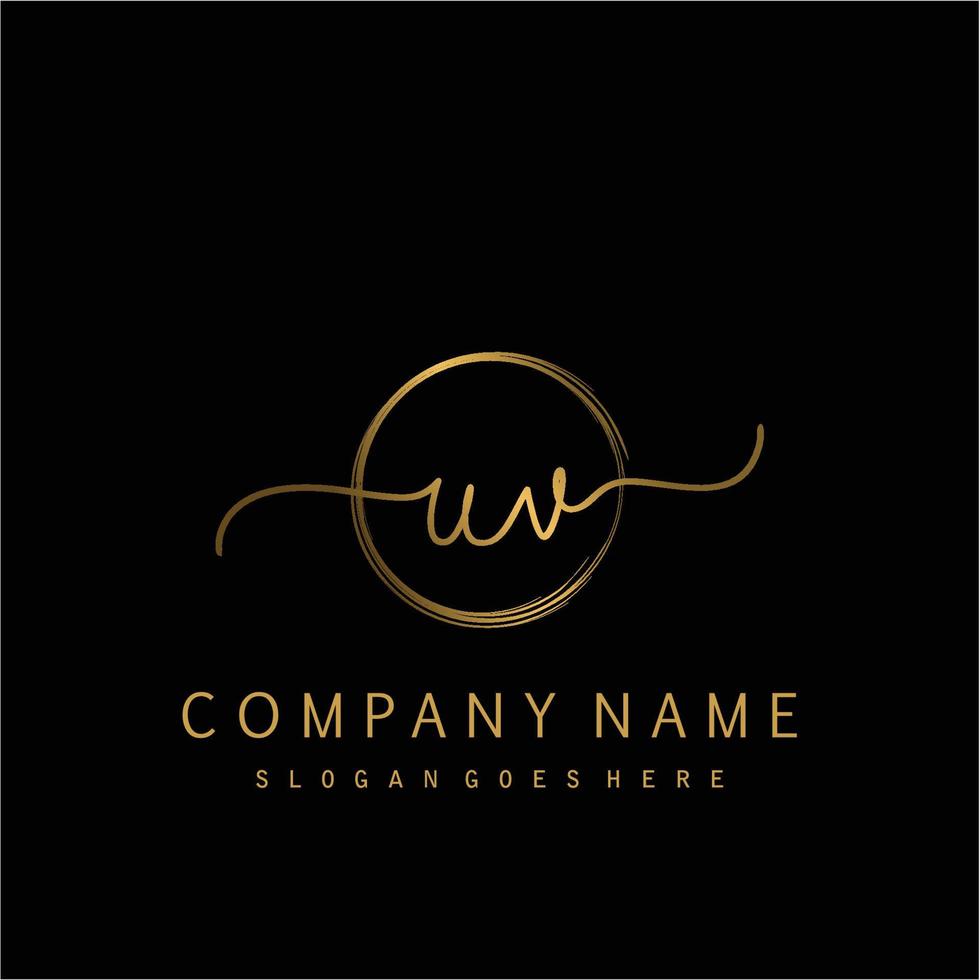 Initial UV handwriting logo with circle hand drawn vector
