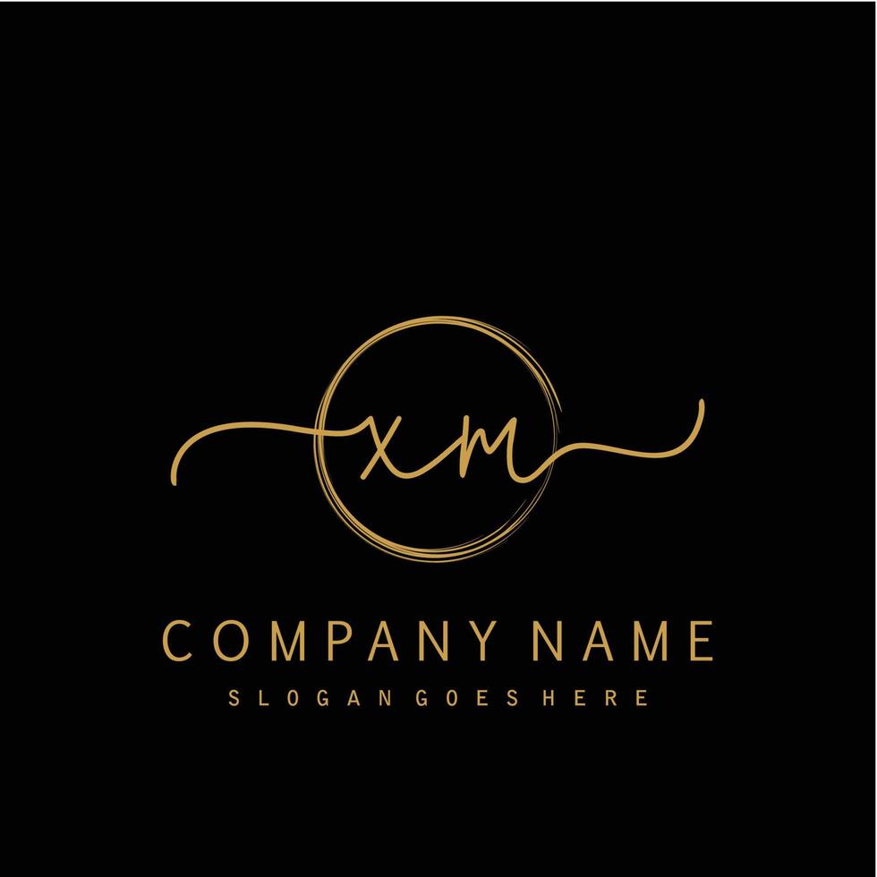 Initial XM handwriting logo with circle hand drawn vector