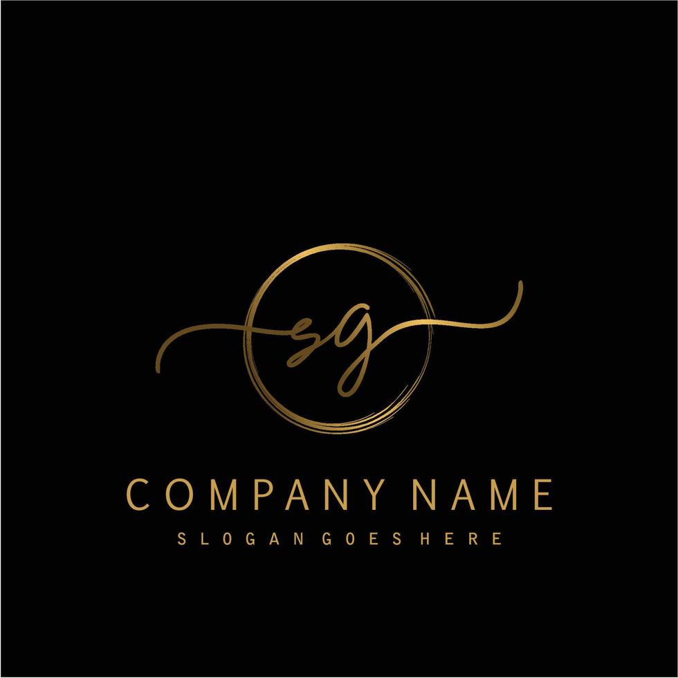 Initial SG handwriting logo with circle hand drawn vector