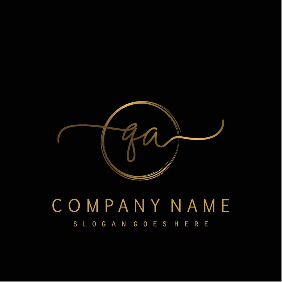 Initial QA handwriting logo with circle hand drawn vector