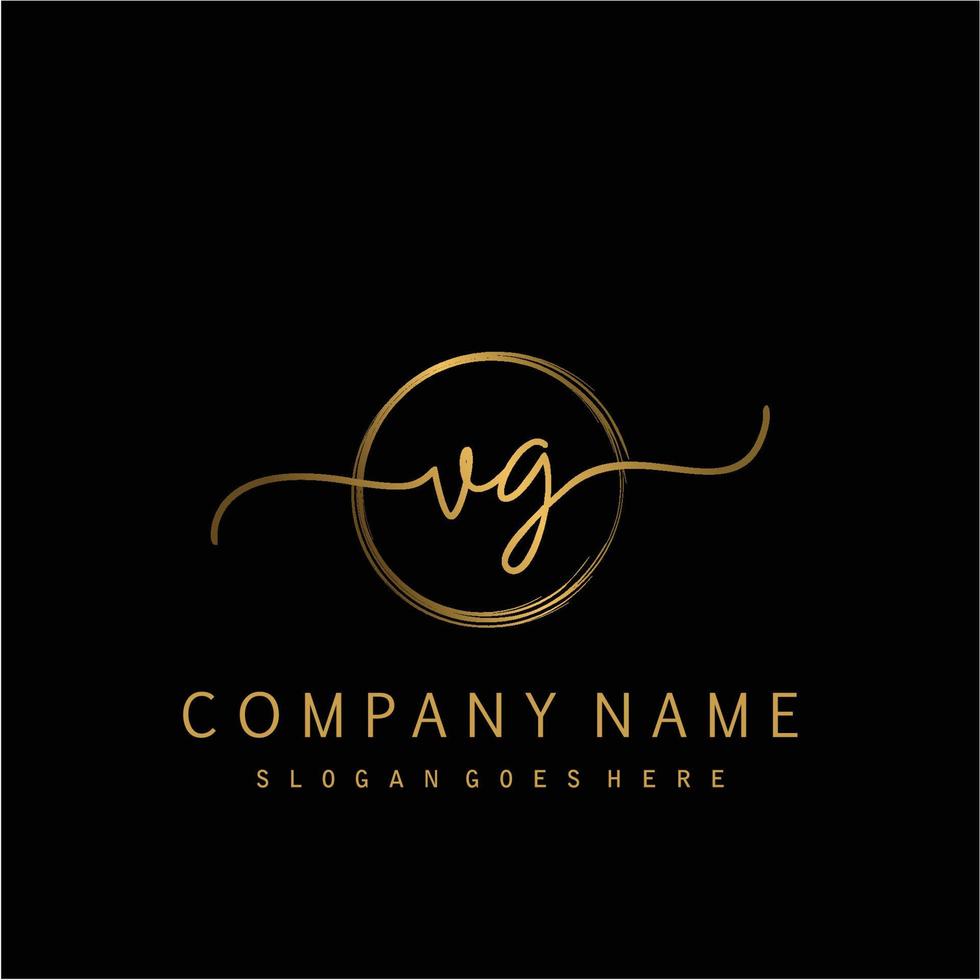 Initial VG handwriting logo with circle hand drawn vector