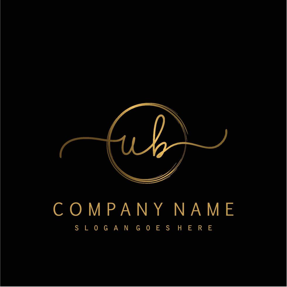 Initial UB handwriting logo with circle hand drawn vector