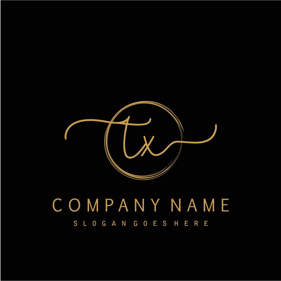 Initial TX handwriting logo with circle hand drawn vector