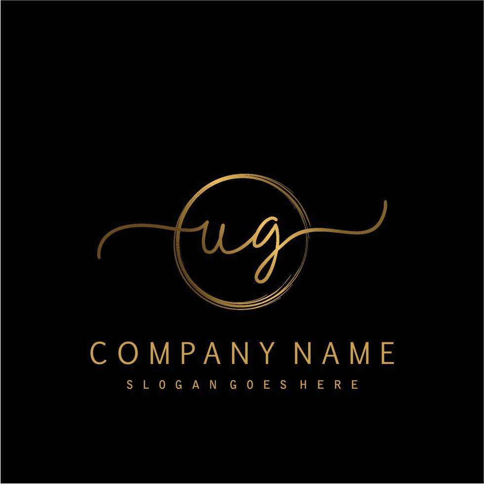 Initial UG handwriting logo with circle hand drawn vector