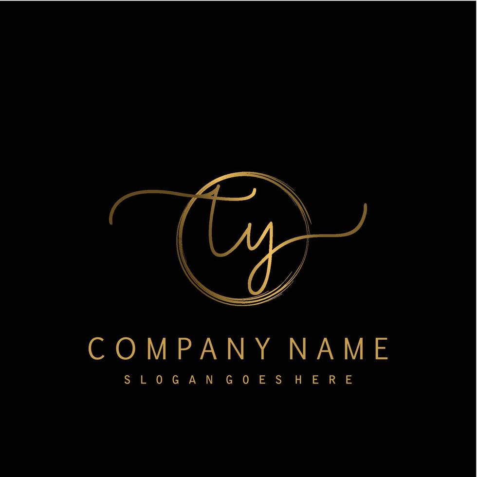 Initial TY handwriting logo with circle hand drawn vector