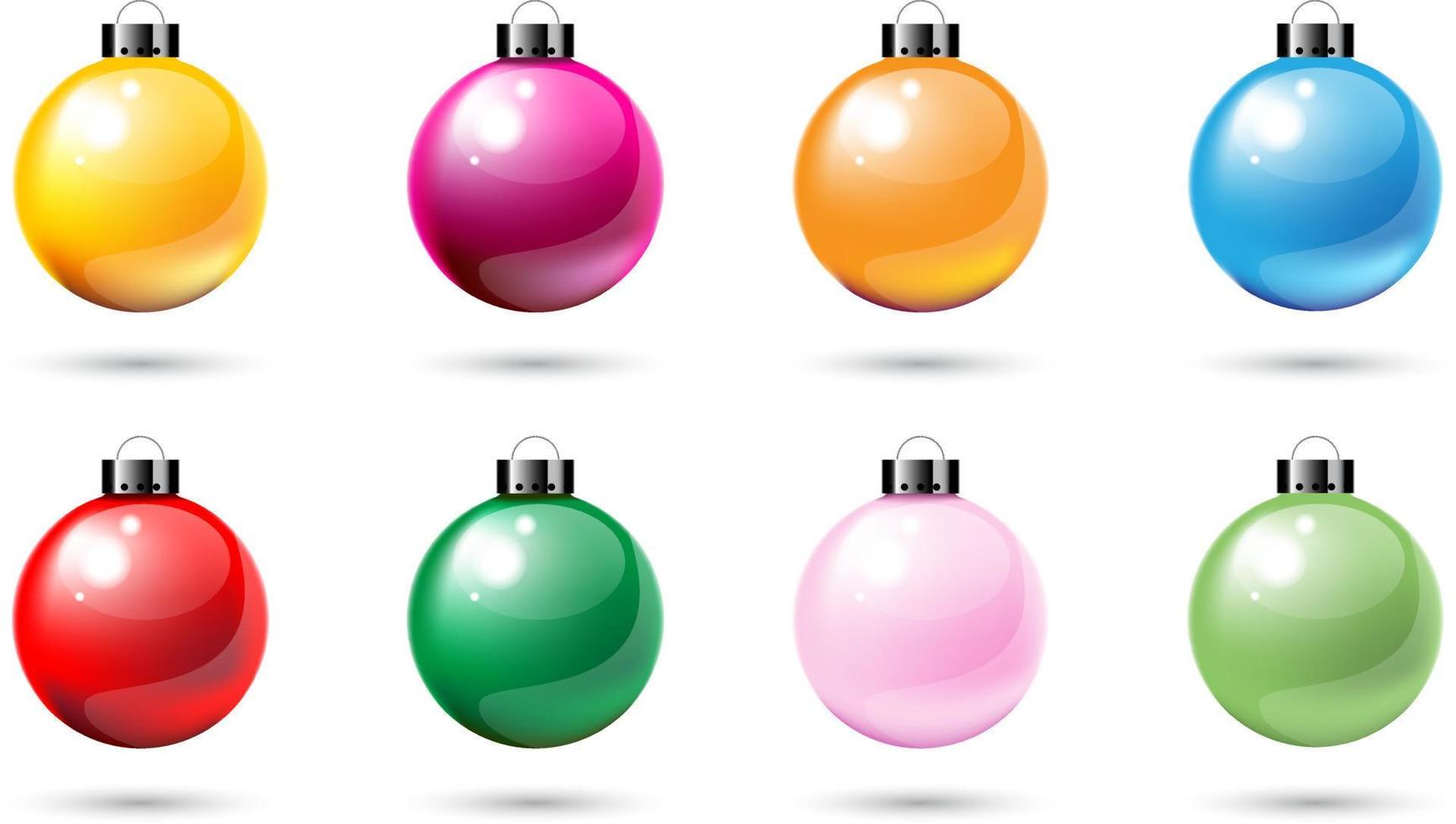 Colorful example Christmas balls for decoration isolate on white background. vector