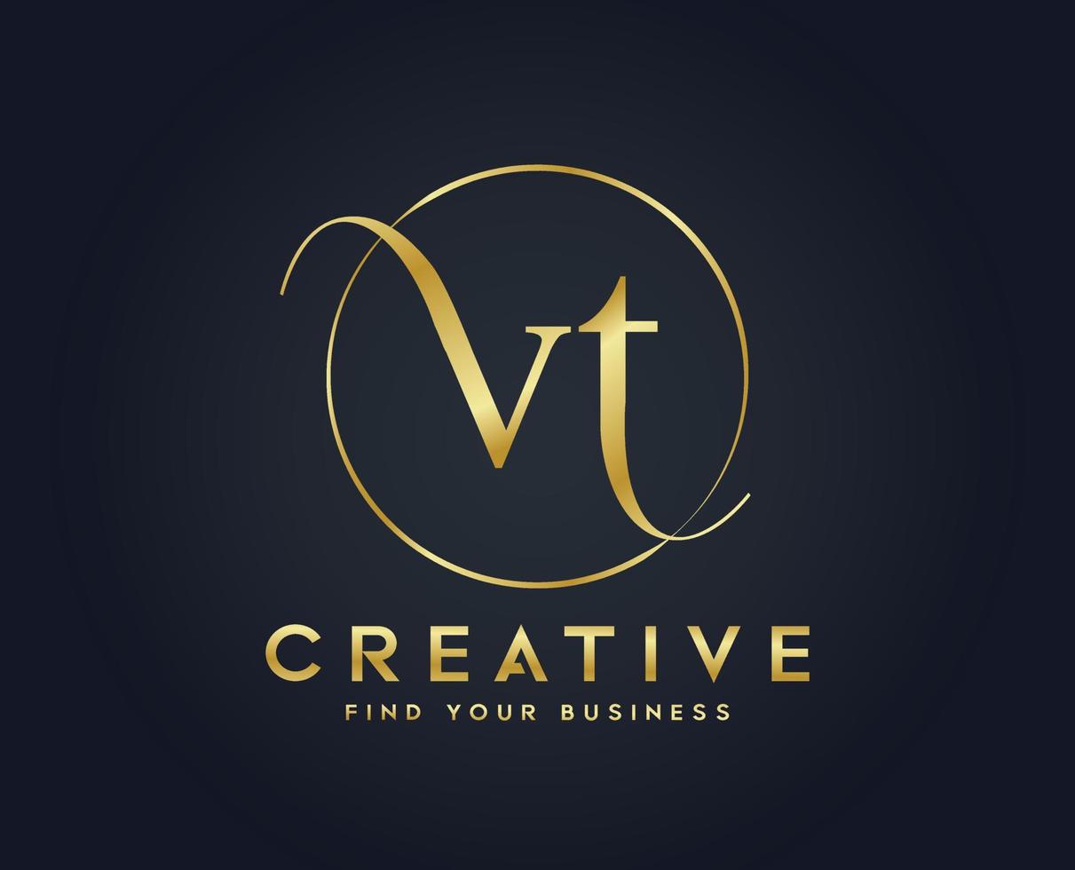 Letter V T Cursive Business logo vector