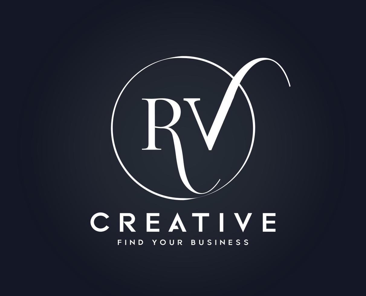 Letter R V Cursive Business logo vector