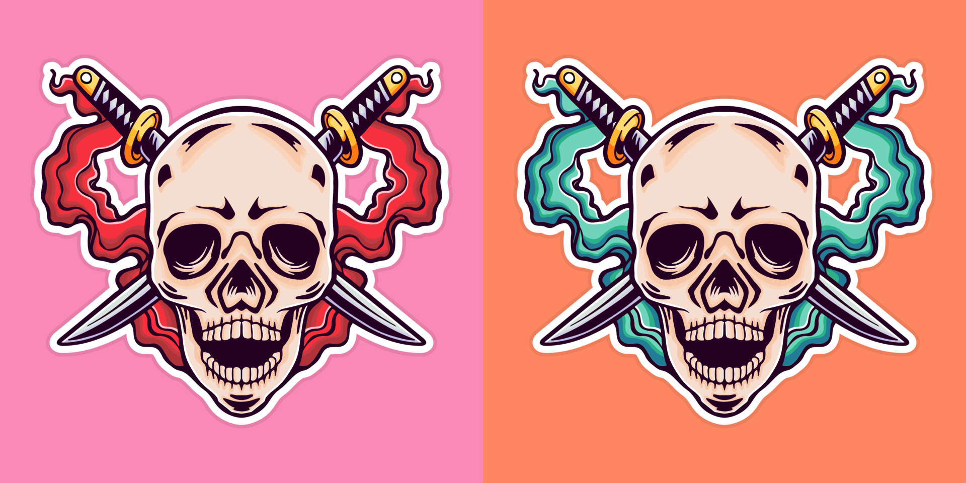 Hand drawn cool skull stickers 15291162 Vector Art at Vecteezy