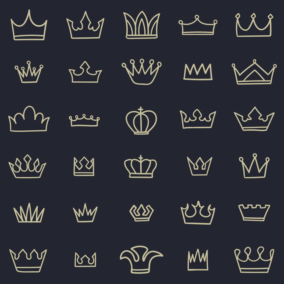 King crown line art hand drawn vector illustration