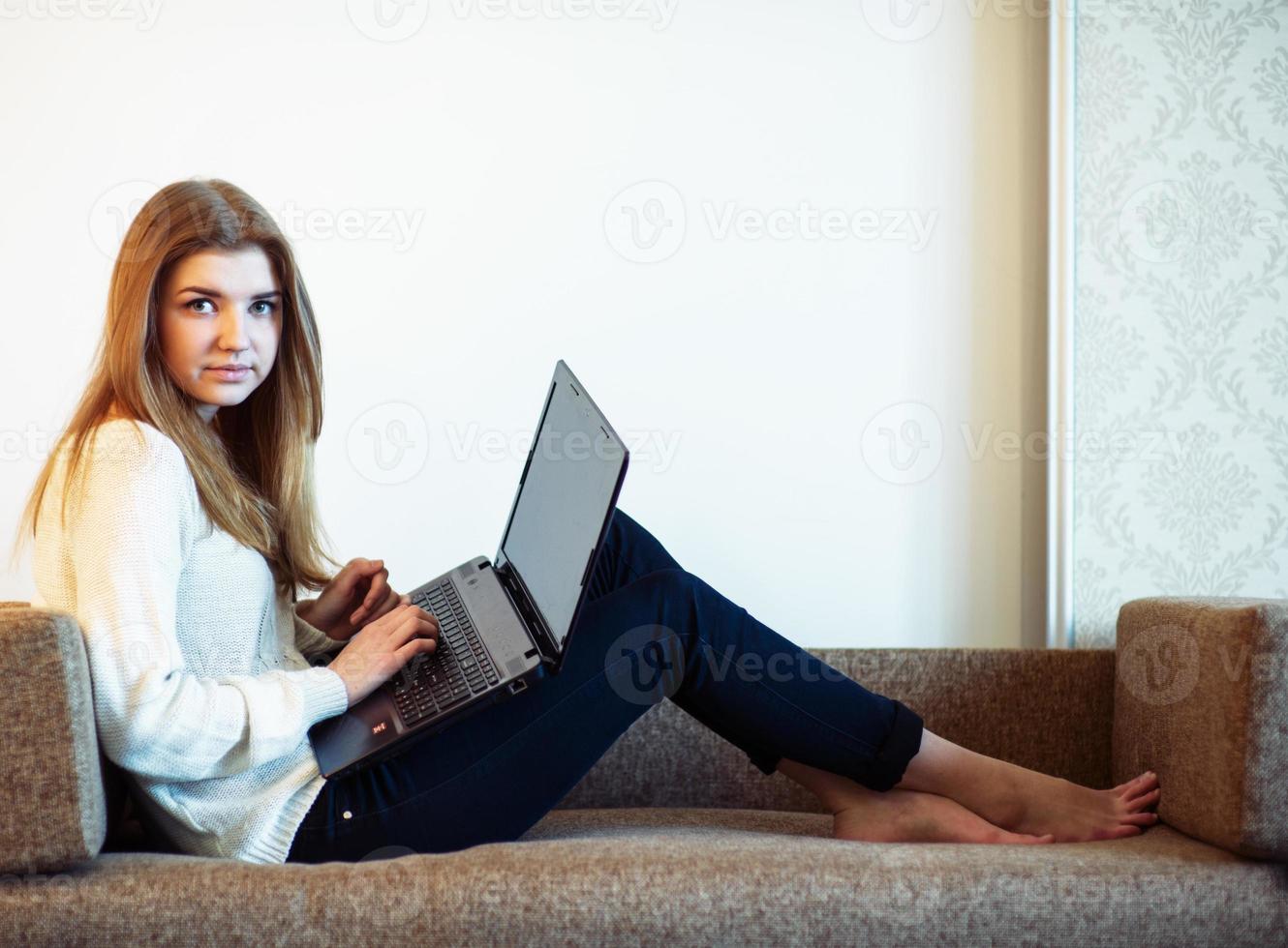 woman on the sofa photo