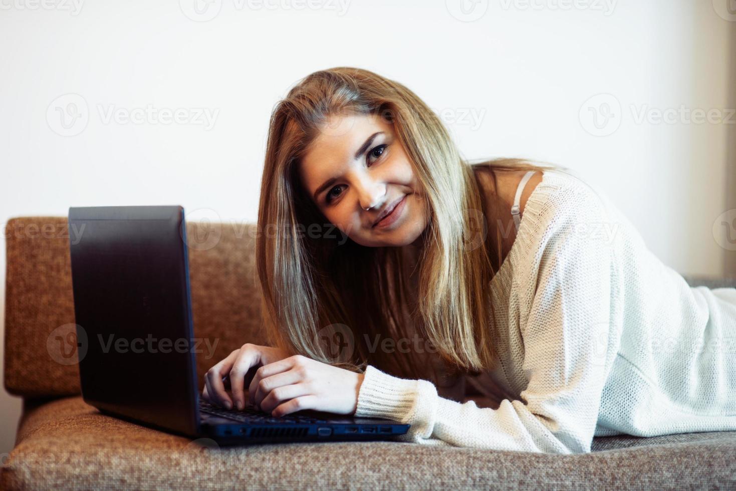 woman on the sofa photo