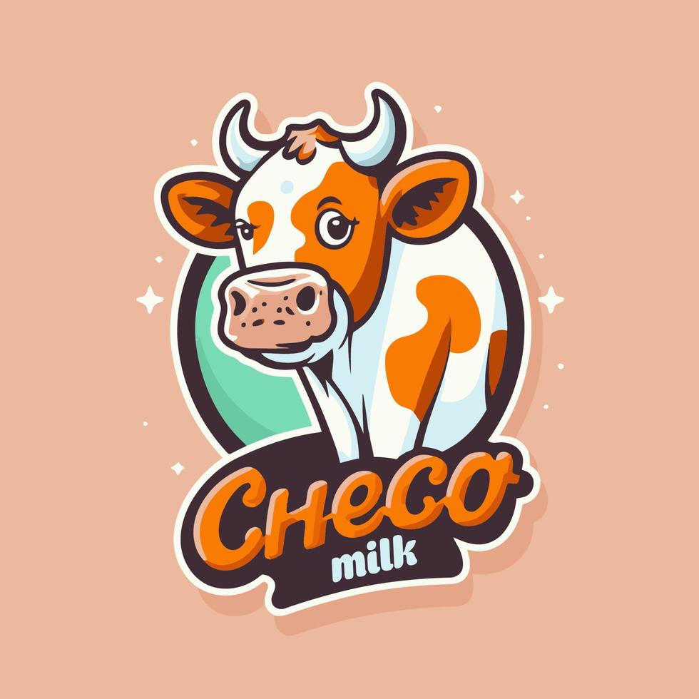 colección de logos de linda cara de vaca. ilustración de logotipo de mascota de dibujos animados de leche de vaca vector