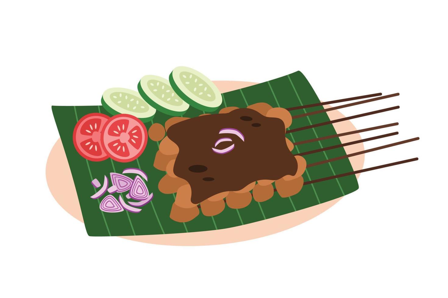 deliciosa imagen de vector de comida tradicional satay