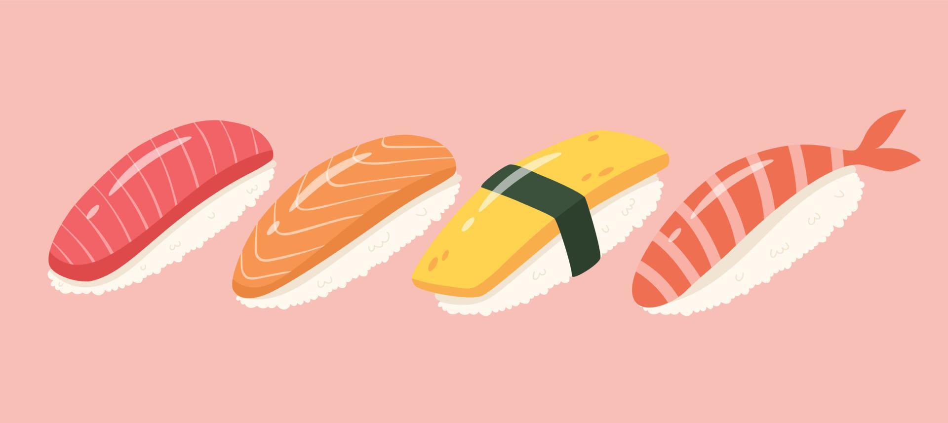 imagen vectorial de sushi de comida japonesa vector