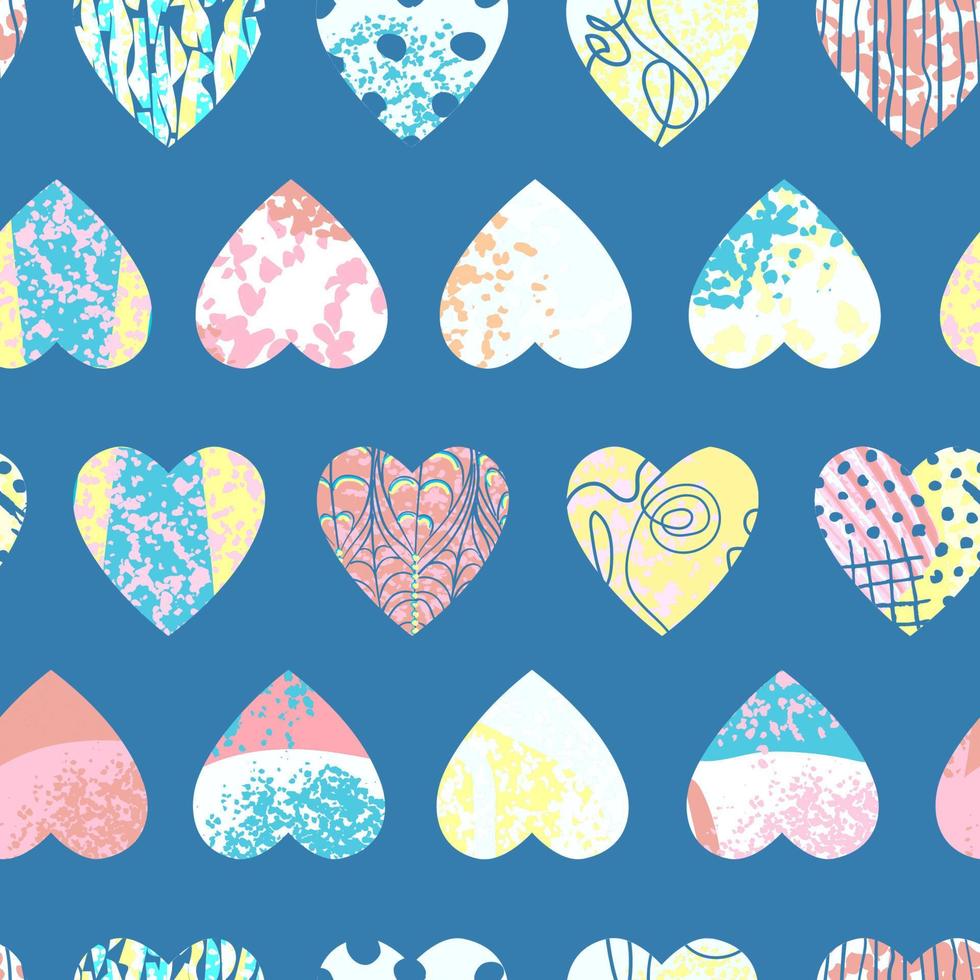 Vector seamless background with colorful heart shape. Use it for wallpaper, textile print, pattern fills, web page, surface textures, wrapping paper, design of presentation and other graphic design