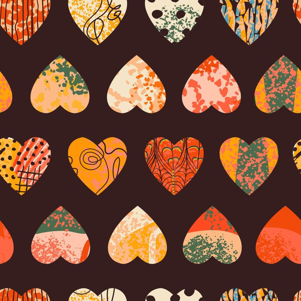 Vector seamless background with colorful heart shape. Use it for wallpaper, textile print, pattern fills, web page, surface textures, wrapping paper, design of presentation and other graphic design