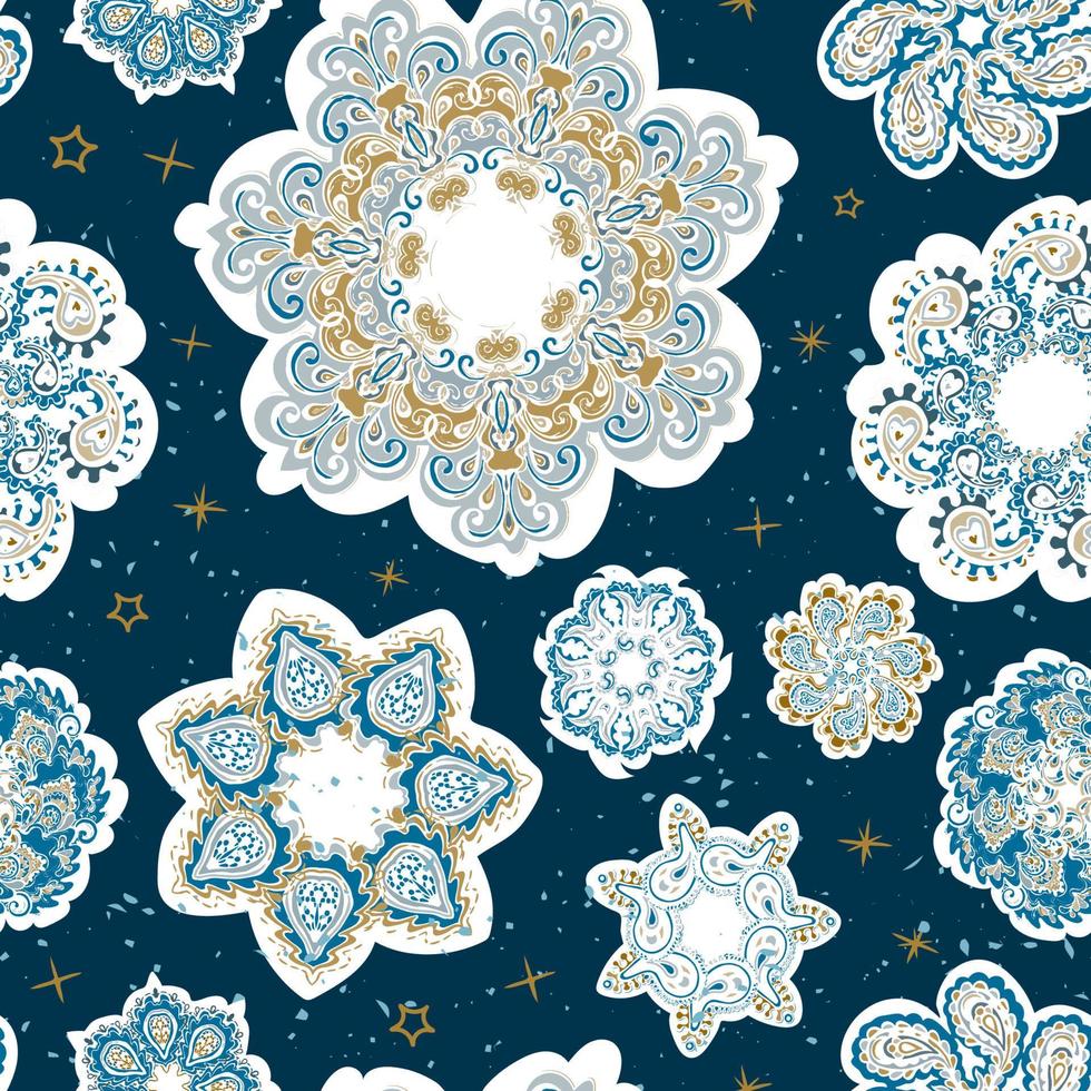 WebVector modern seamless pattern with colorful hand draw illustration of snowflakes. Use it for wallpaper, textile print, fills, web page, surface textures, wrapping paper, design of presentation vector
