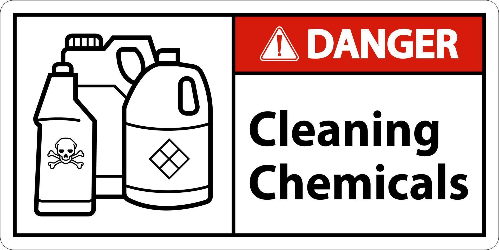 Danger Sign Cleaning Chemicals Sign On White Background vector