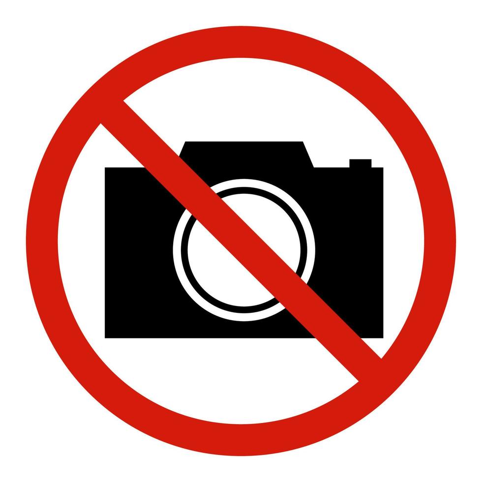 Camera Prohibited Sign On White Background vector