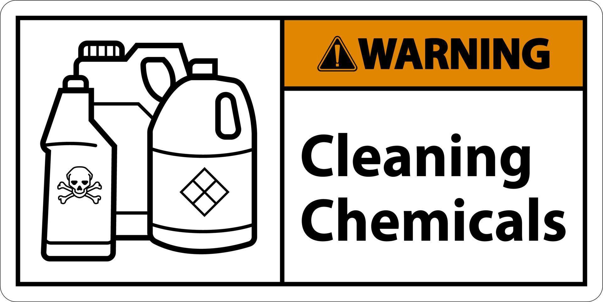Warning Sign Cleaning Chemicals Sign On White Background vector