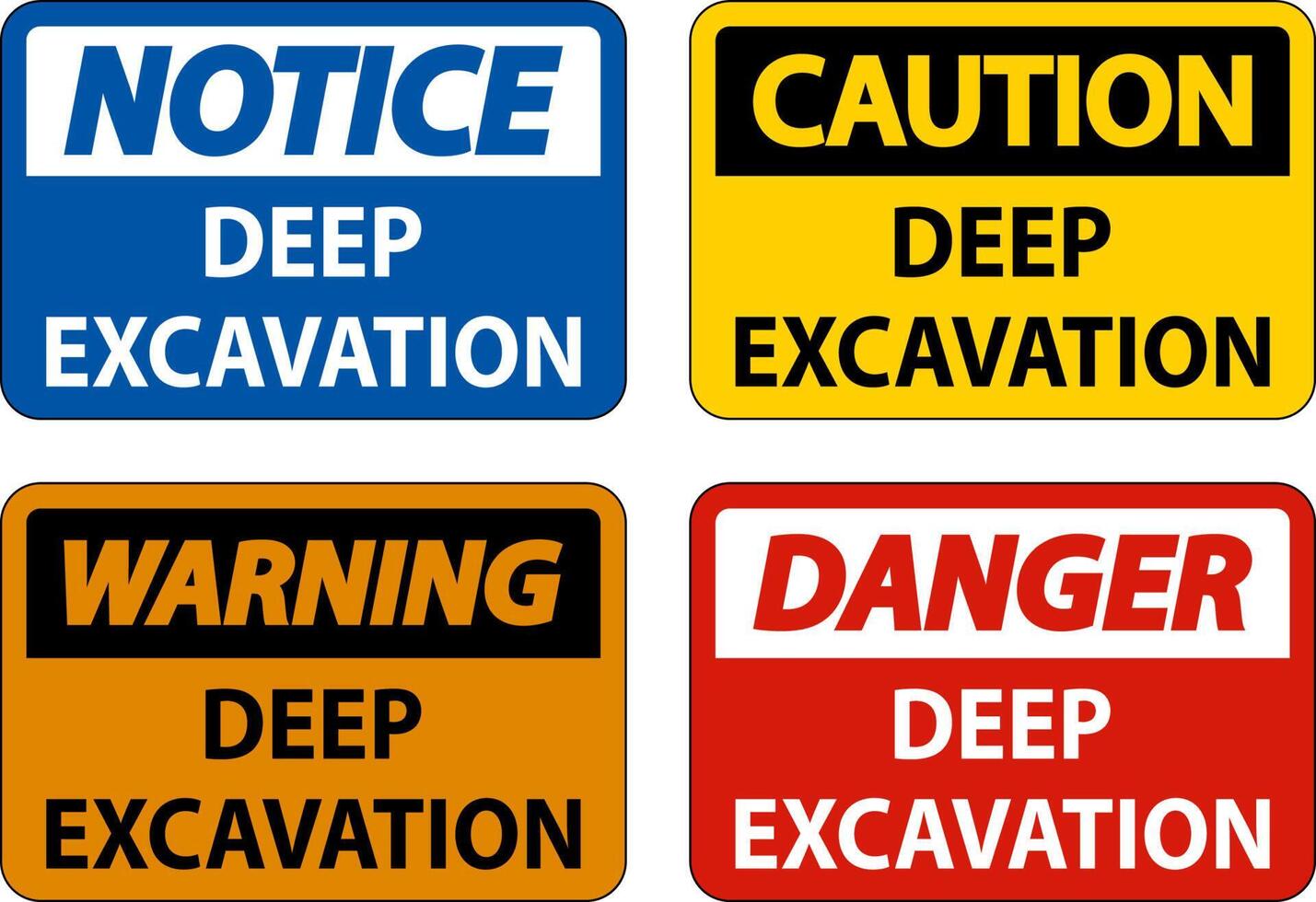 Deep Excavation Danger Sign On White Background vector