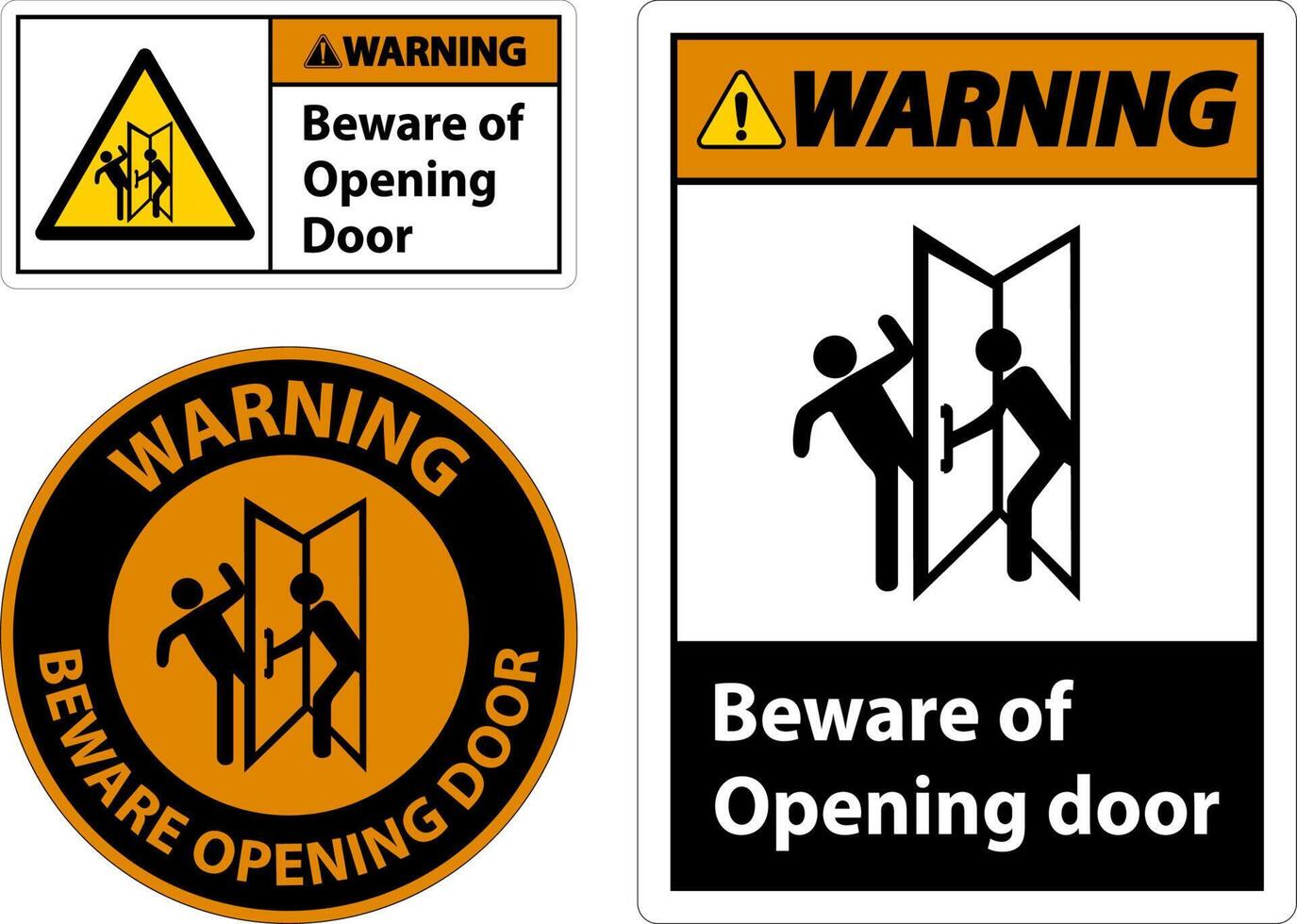 Warning Beware Opening Door Sign On White Background vector