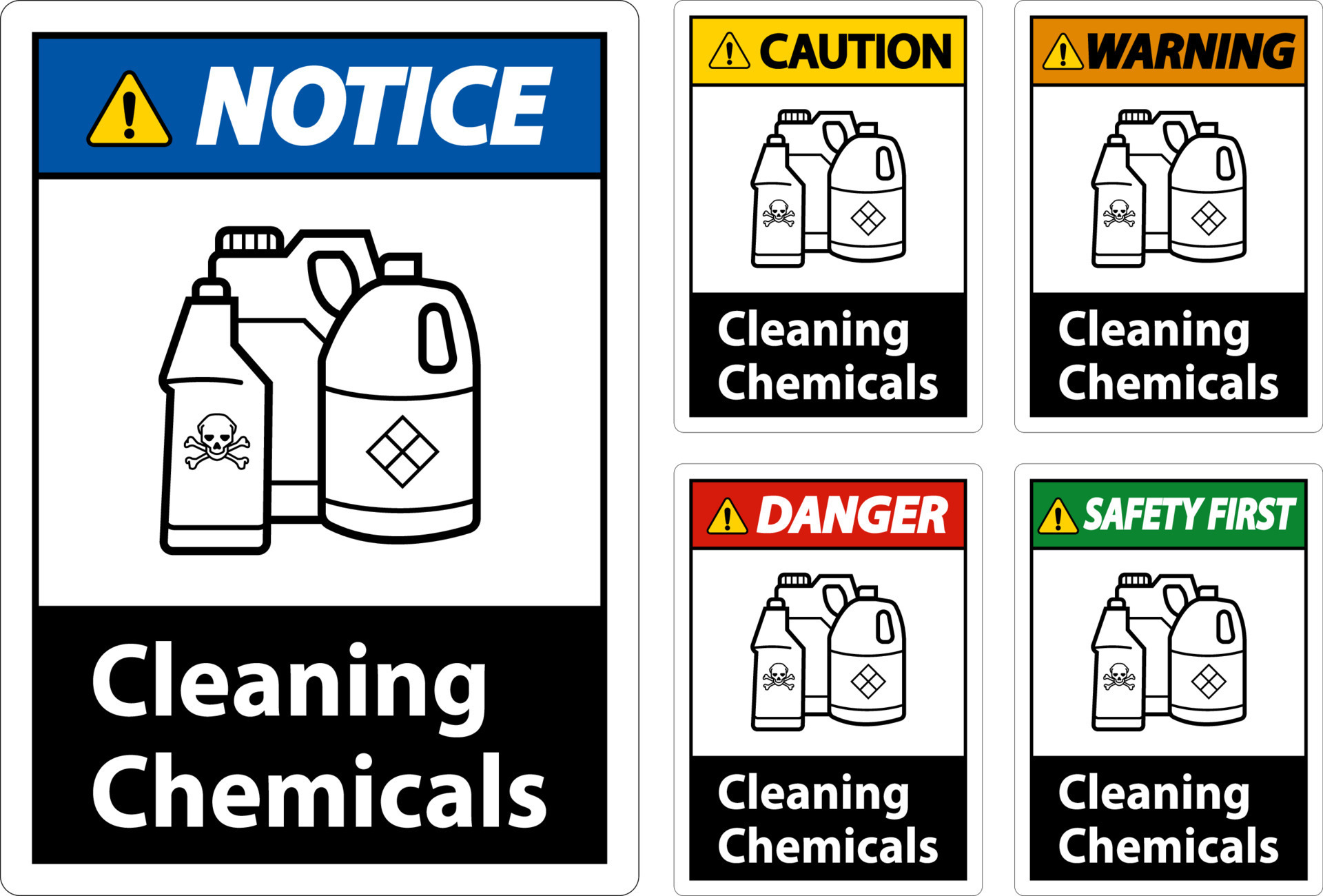 Warning Sign Cleaning Chemicals Sign On White Background 15293039