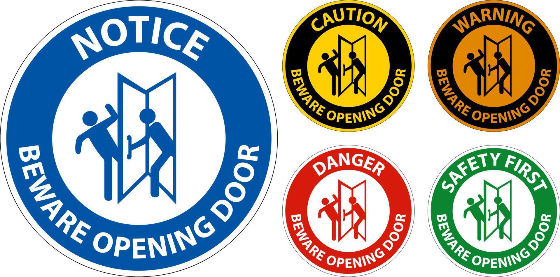 Beware Opening Door Sign On White Background vector