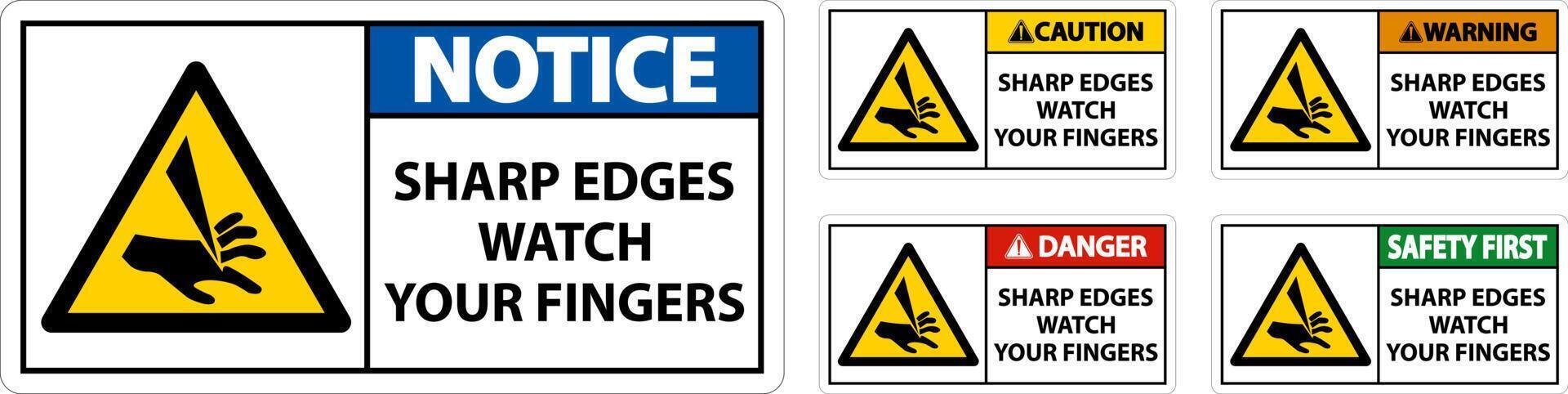 Warning Sharp Edges Watch Your Fingers On White Background vector