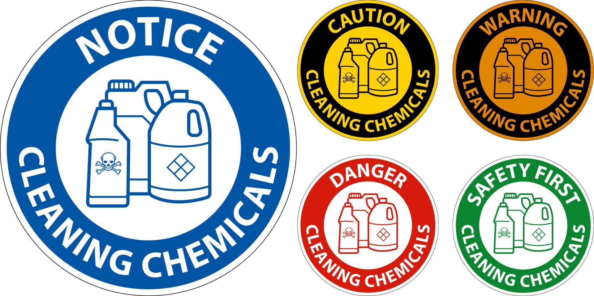 Warning Sign Cleaning Chemicals Sign On White Background vector