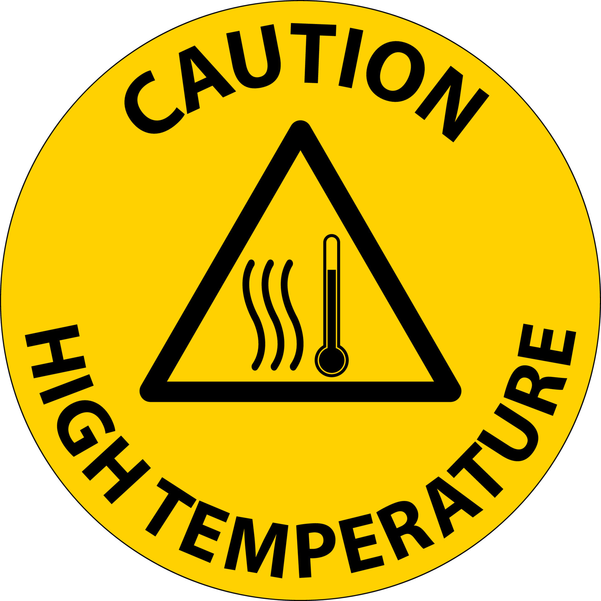 Caution High temperature symbol and text safety sign. 15293229 Vector