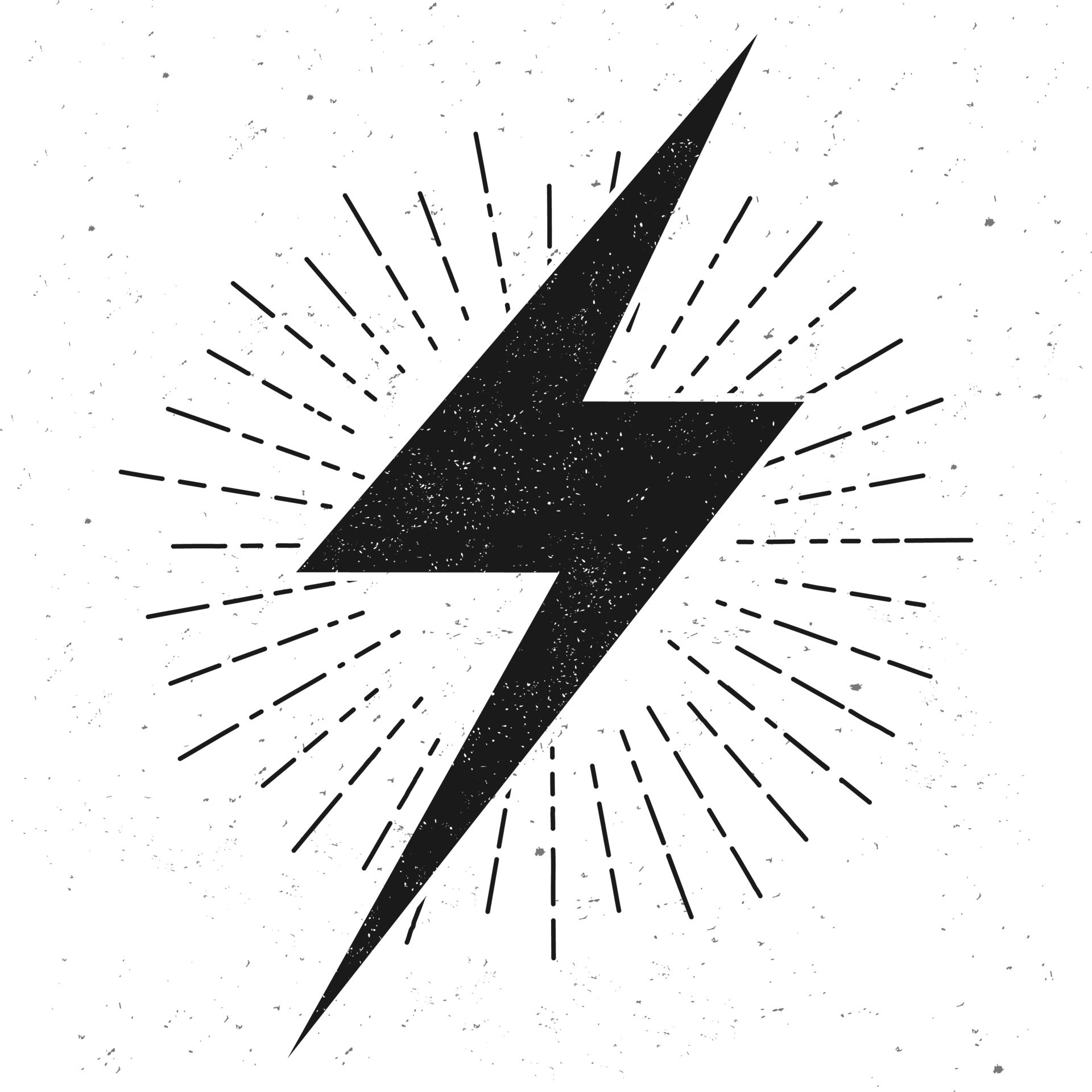 Thunder bolt and Lighting bolt Flash with sunburst . isolated on white