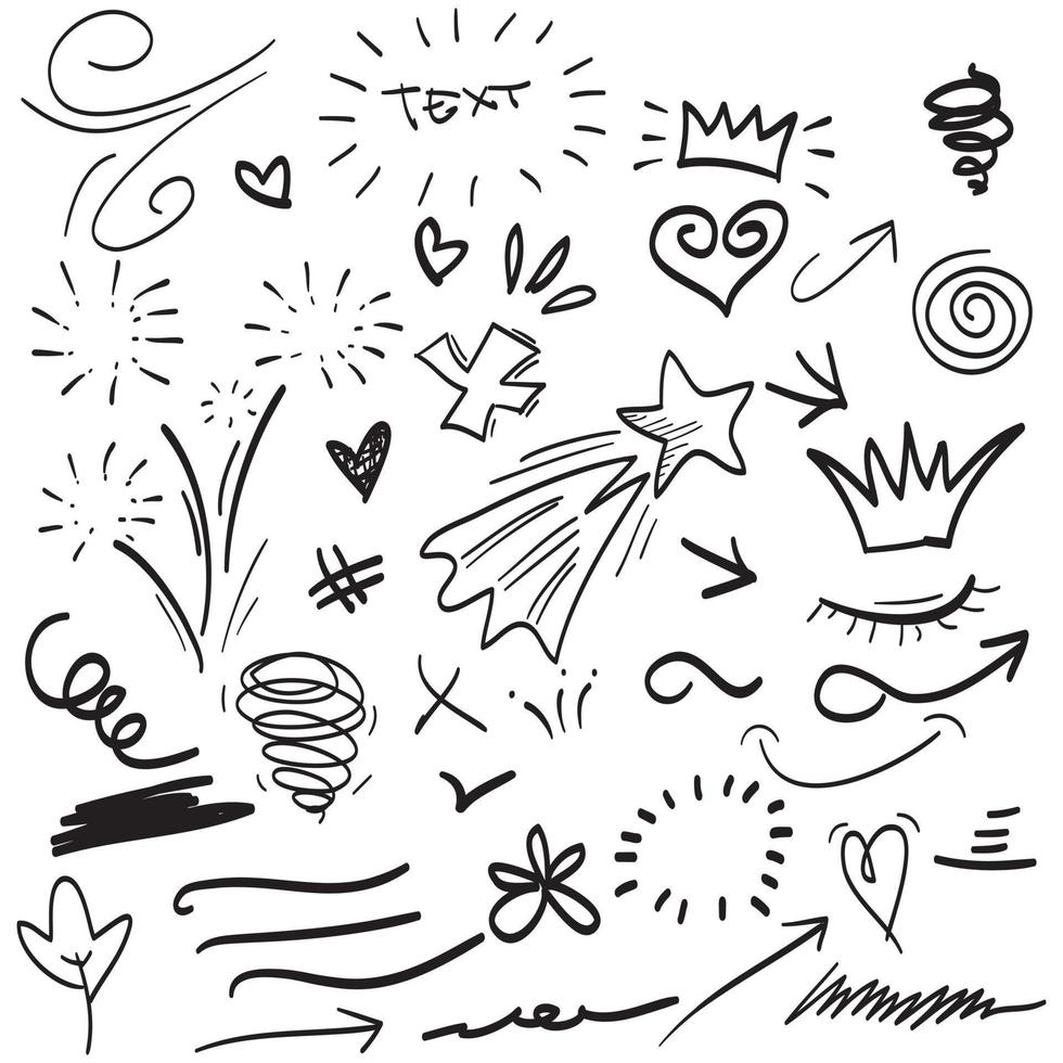hand drawn set abstract doodle element, for concept design. isolated on white background. vector illustration