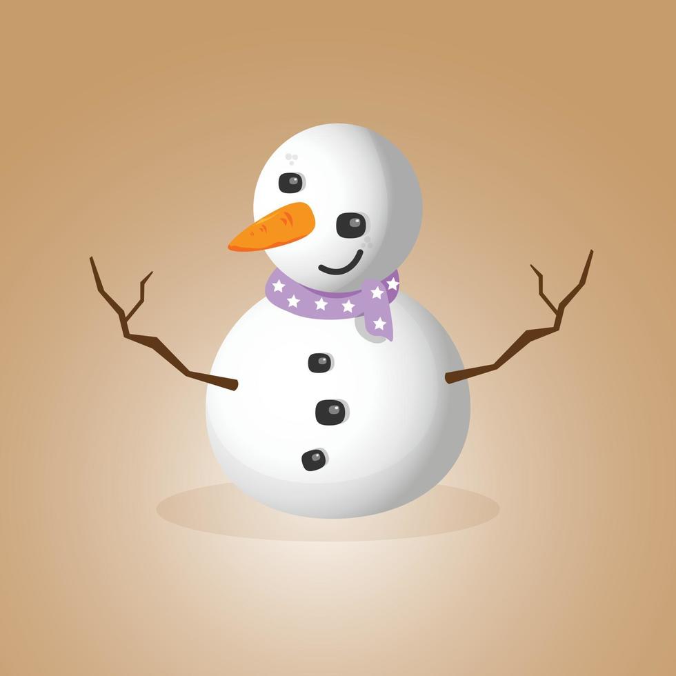 snowman character vector illustration for winter with cute scarf