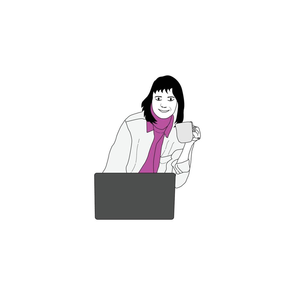 mujeres con laptop vector