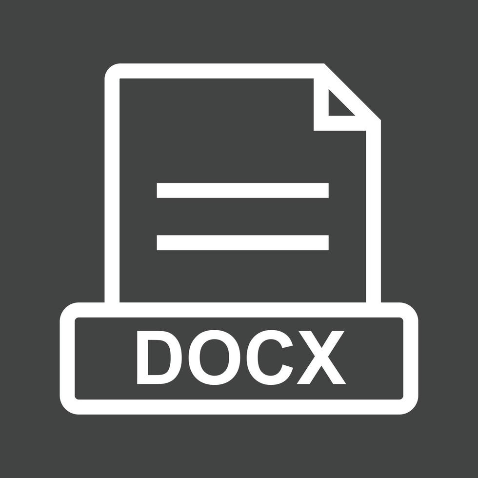 icono de línea docx invertida vector