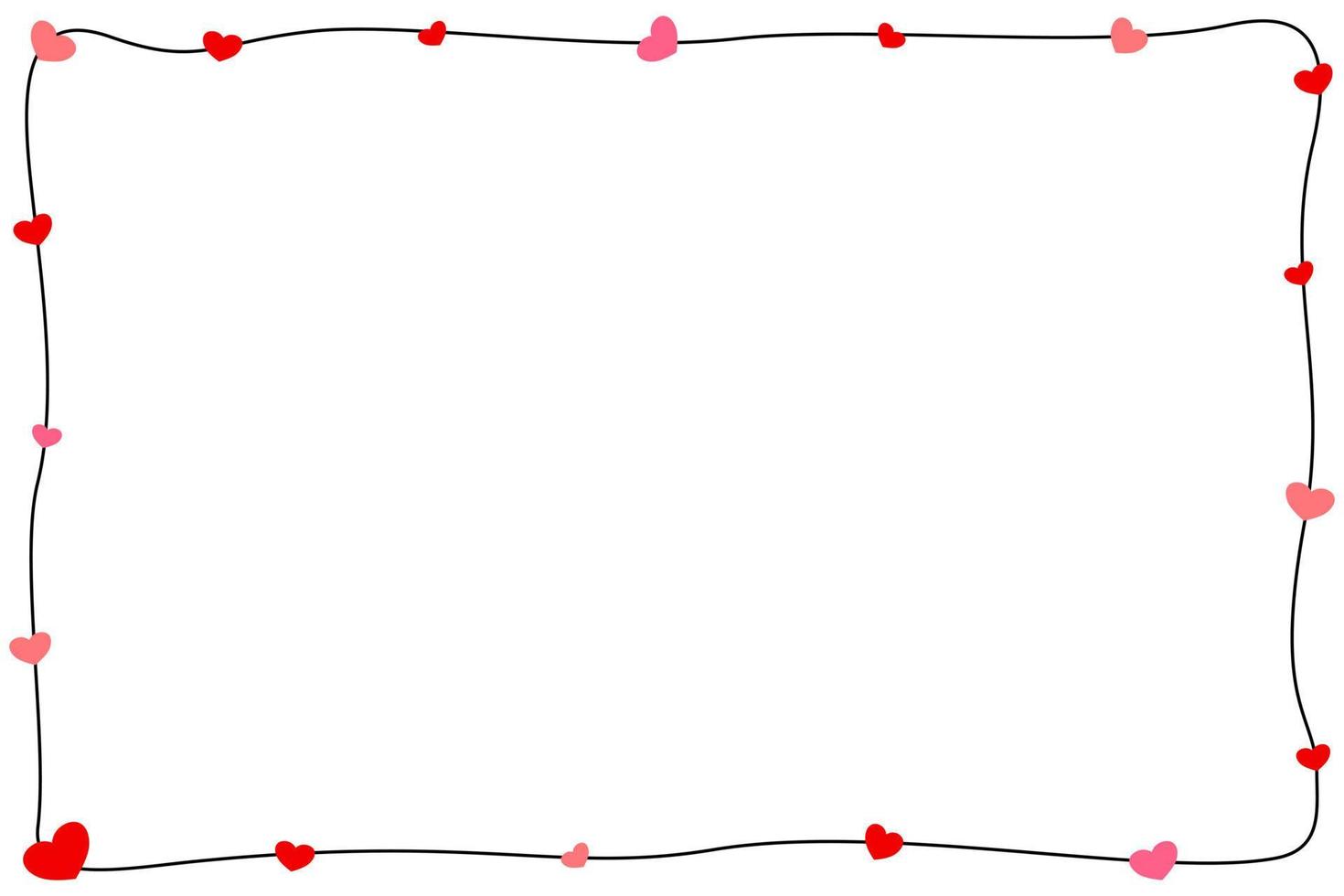 Vector - Black line border or frame with mini red hearts on white background. Can be use for any card, web, label, banner or brochure. Copy space for any text design. Valentine's.