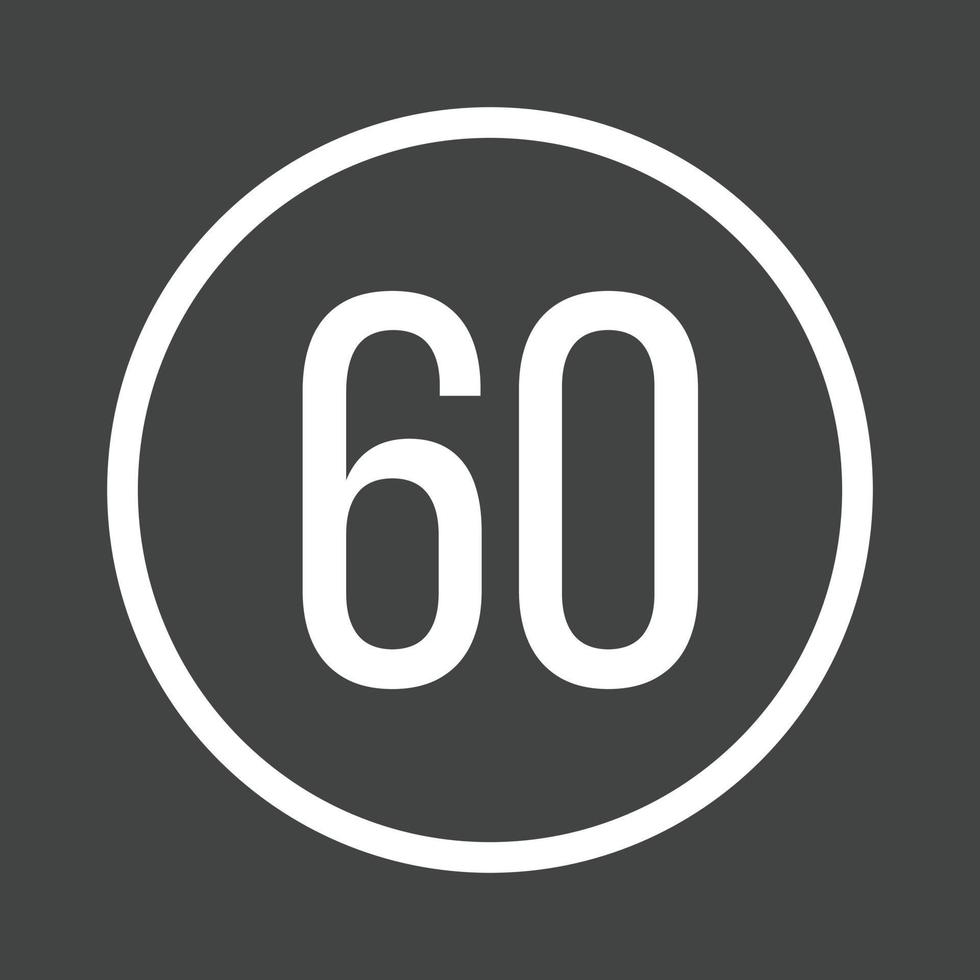 Speed limit 60 Line Inverted Icon vector